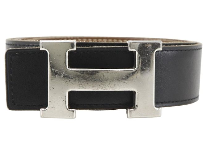 Hermès Hermes H Gürtel Kalbsleder Schwarz