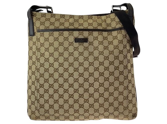 Bolsa de ombro Gucci GG Canvas e couro Marrom Bege