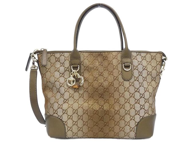 Bolsa de ombro Gucci GG Canvas e couro Marrom Bege