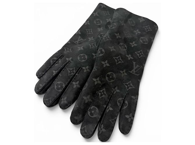 Louis Vuitton Gon Sherling Darling Monogram Shearling-Handschuhe Schwarz