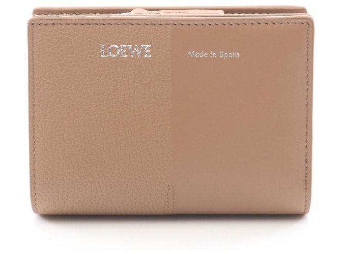 Carteira compacta de couro Loewe Duet Marrom