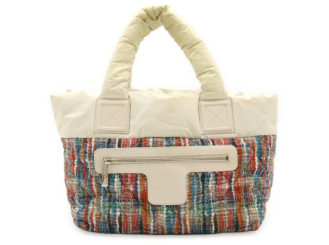 Borsa Tote Chanel Coco Cocoon in nylon e pelle Bianco