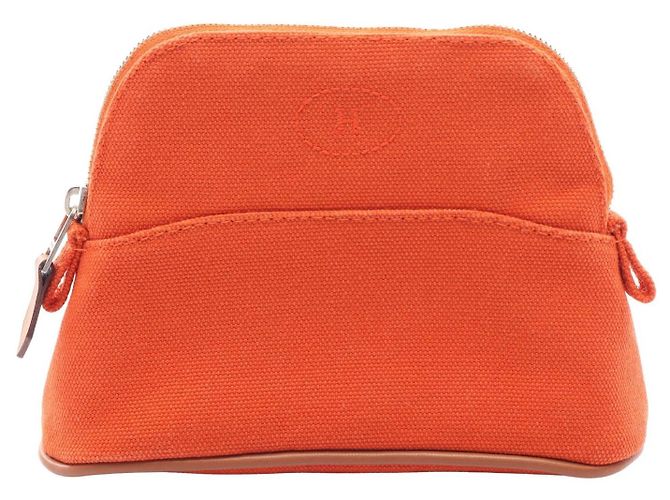 Hermès Hermes Bolide15 Mini Mini Pouch em lona e couro Laranja