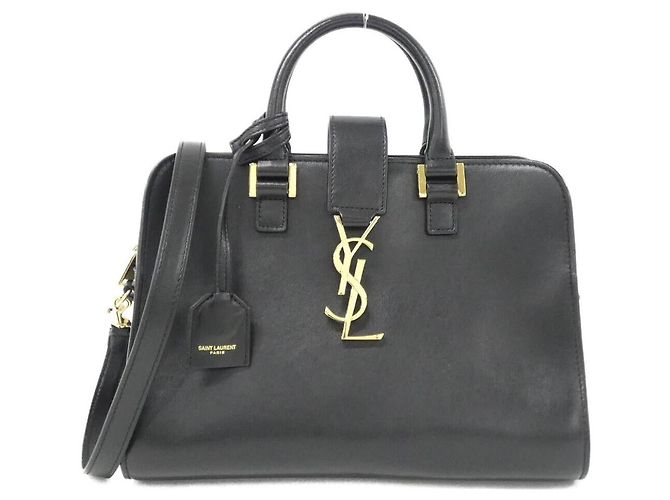Yves Saint Laurent Bolsa Cabas Saint Laurent Baby Monogram em couro de bezerro Preto