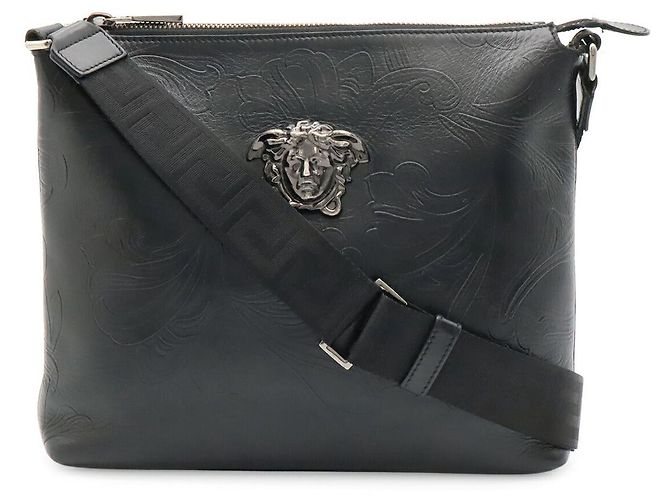 Borsa a tracolla in pelle Versace Nero