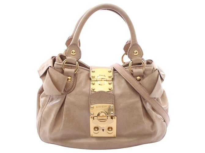 Miu Miu Leder 2way Handtasche Braun Beige