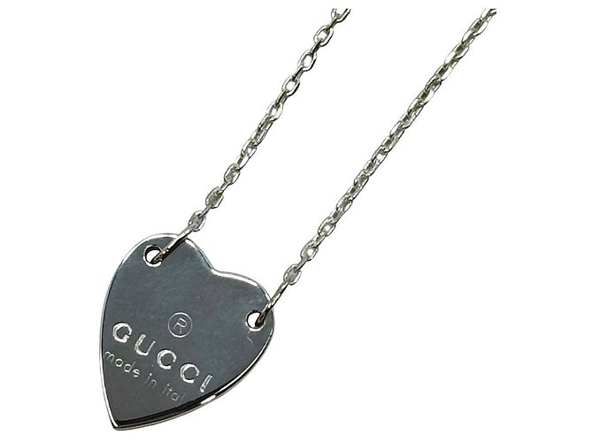 Collar Corazón Gucci Trademark en Plata 925 Metálico