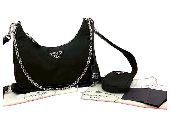 Borsa a tracolla 2way in nylon Tessuto Prada Nero