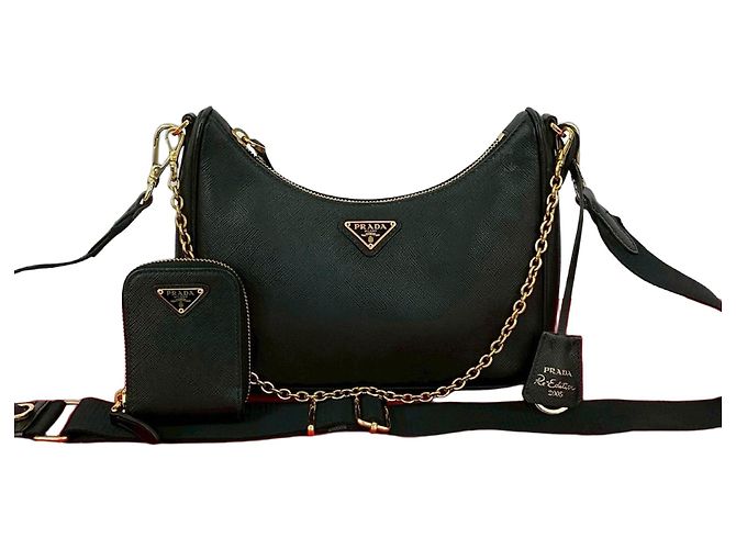 Borsa a tracolla 2way in pelle Saffiano Prada Nero