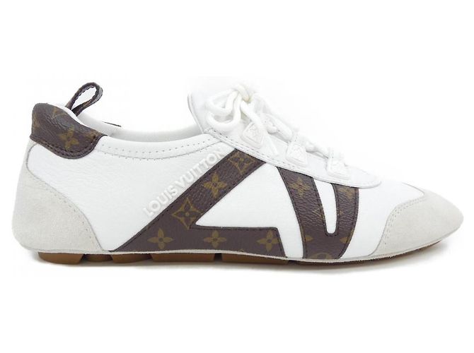 Baskets Louis Vuitton LV Sneakers Marron Blanc