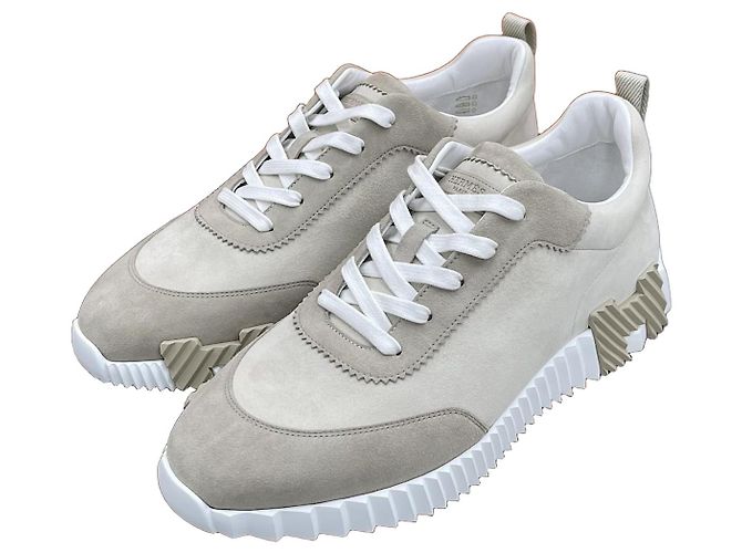 Hermès Baskets Bouncing en daim beige Marron
