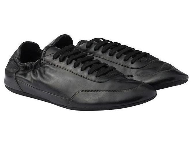 Prada Men's Collapsable Leather Sneakers Black
