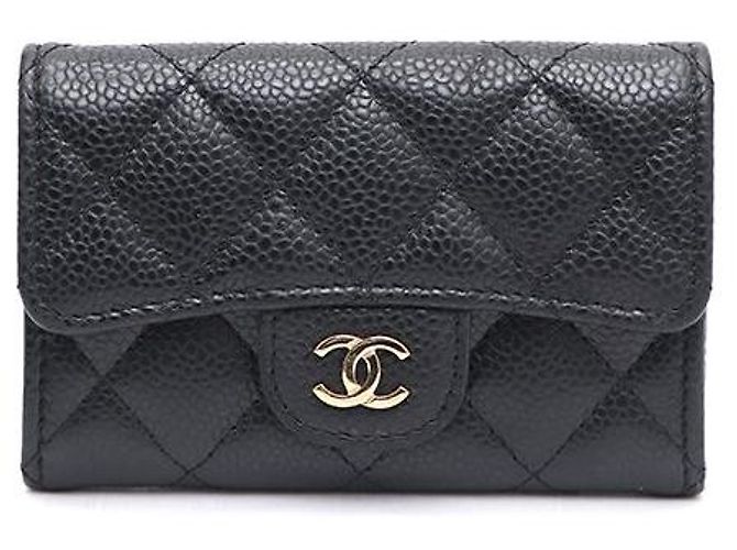 Chanel Classic Cardholder Black Caviar Gold CC