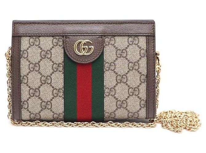 Gucci Mini bolsa de ombro com corrente Ophidia e crossbody Marrom