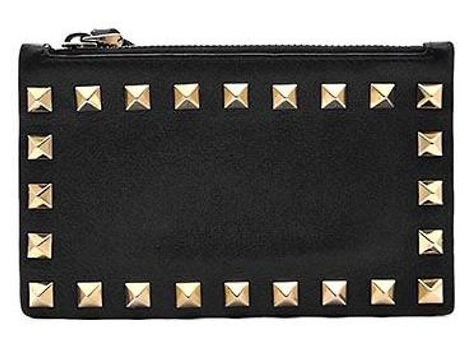 Valentino Rockstud Zip Card Holder Black