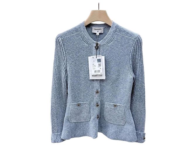 Chanel Cardigan in cotone da donna azzurro cielo Blu