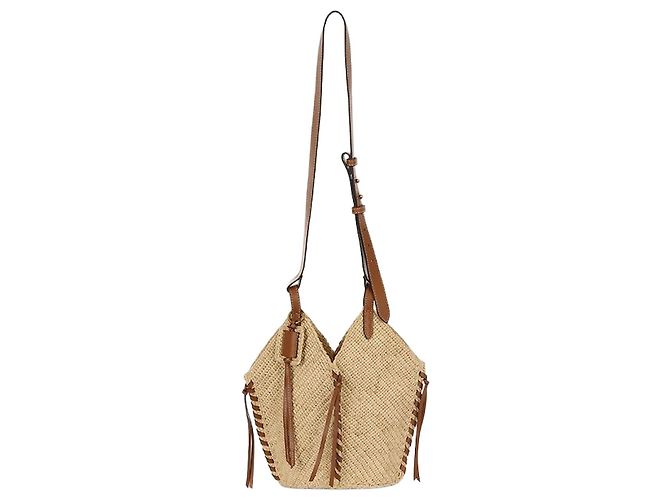 Isabel Marant Bolso de hombro de rafia natural Castaño