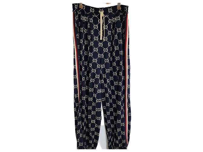 Gucci Navy GG Monogram Pants (Jogger/Pants) Blue