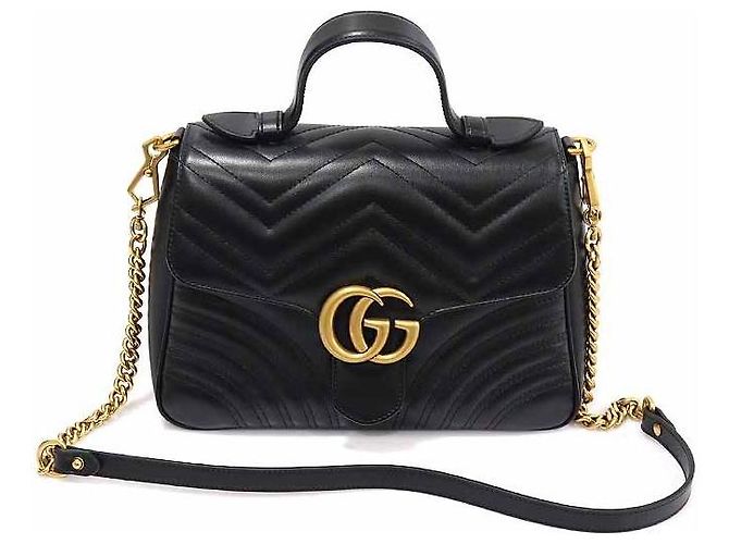 Gucci Small Matelassé GG Marmont Top Handle Black