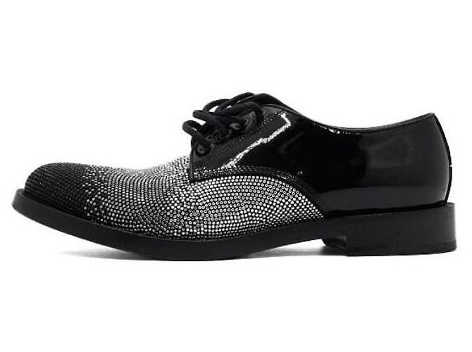 Jimmy Choo Mocassini Oxford stringati con borchie in vernice nera Nero