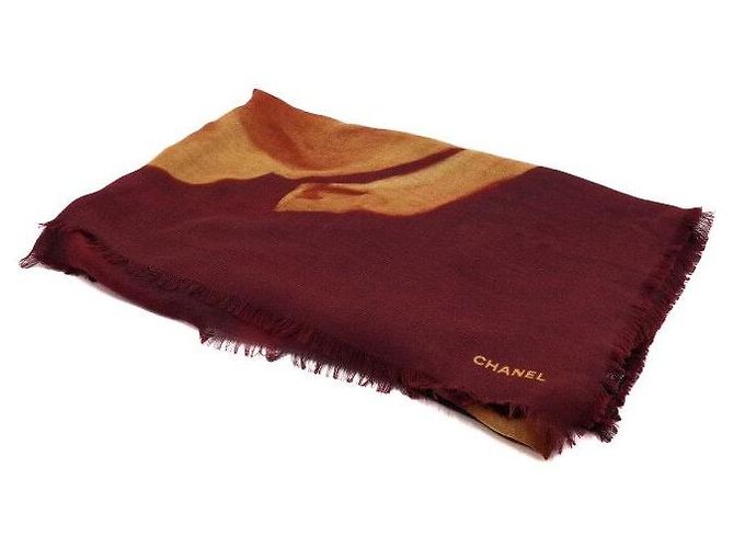 Chanel Sciarpa in cashmere con motivo a cavallo da donna Rosso