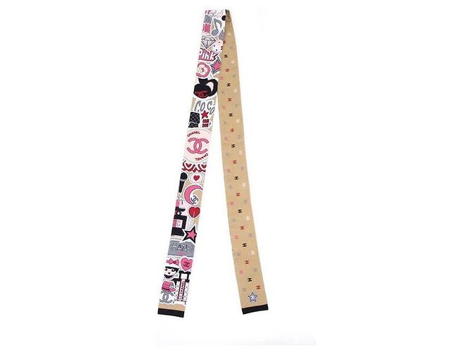 Chanel Lenço de seda com múltiplas estampas Season Laranja