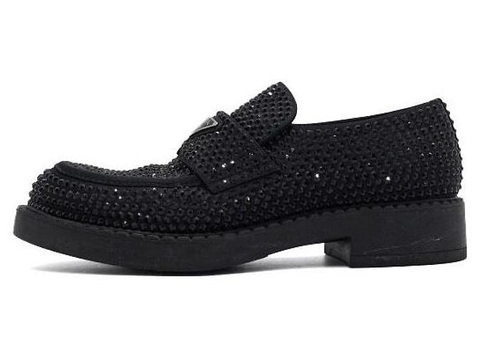 Prada Mocassini da uomo Black Crystal Chocolate Nero