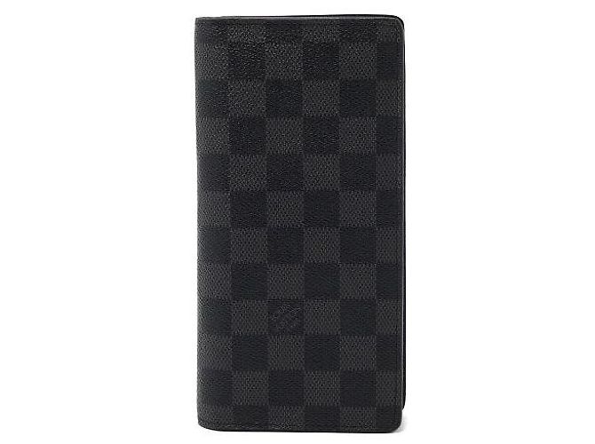 Louis Vuitton Damier Graphite Canvas Brazza Long Wallet Men Wallet Brown