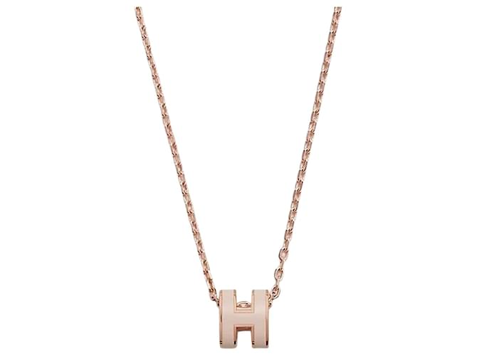 Hermès Mini Pop Pendant Women Necklace Rose Gold Poudre Pink 