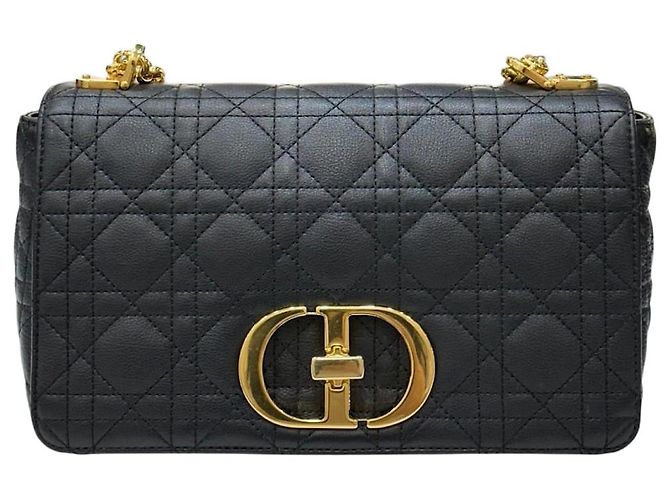 Cannage Dior Bolso negro tamaño Medium con herrajes dorados