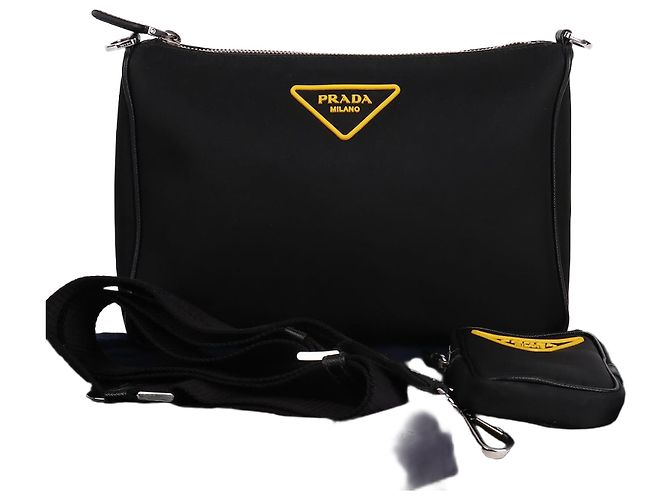 Prada Borsa a tracolla Tessuto Triangle Logo Multi-Strap Nero