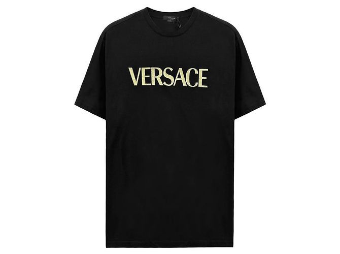 Versace Oversized T-Shirt mit Logo Schwarz