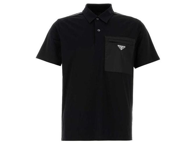 Prada Polo aus Stretch-Baumwolle mit Nylon-Details