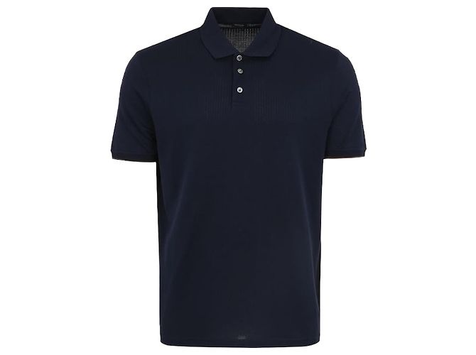 Kiton Polo aus Baumwollstrick Navy Blau Kurzarm T-Shirt