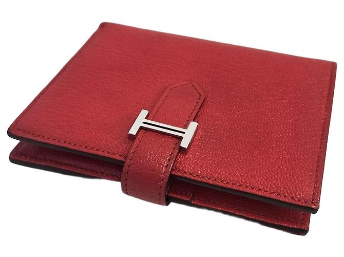 Market Hermès Compact Buckle Wallet Red