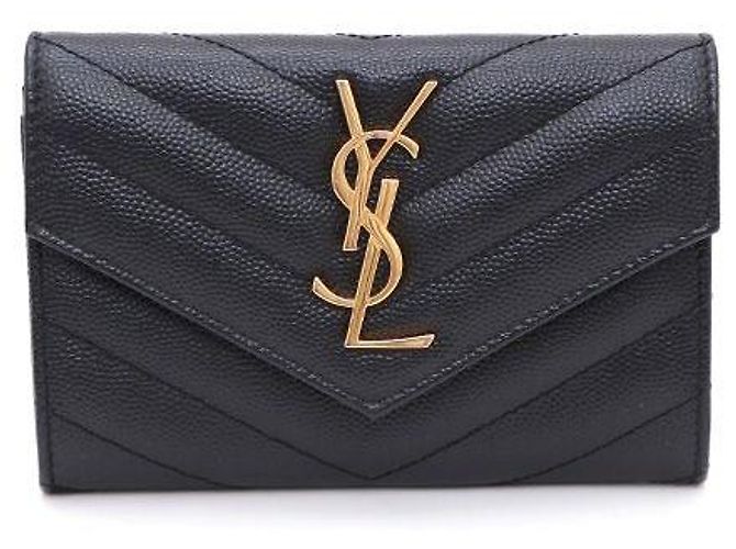 Saint Laurent Monogram Envelope Card Holder Black