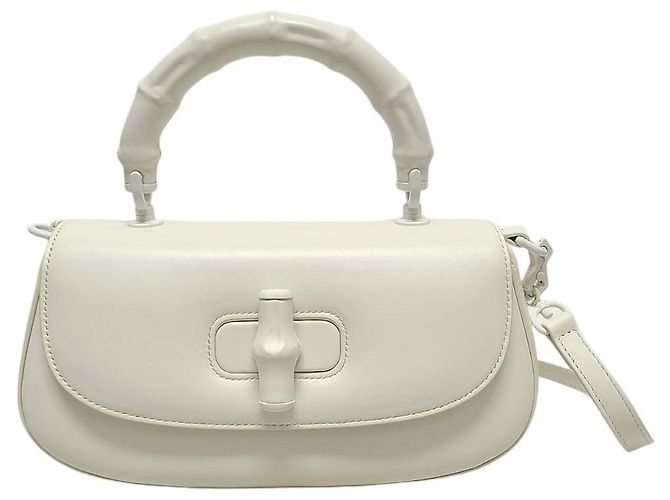 Bamboo Gucci Piccola borsa a manico superiore Diva in bambù e pelle bianca Bianco