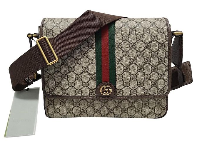 Gucci Borsa Messenger GG Supreme Canvas Ophidia Medium Marrone