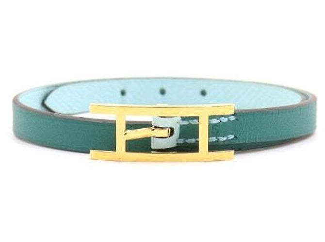 Hermès Pulseira de Duas Voltas em Couro Verde