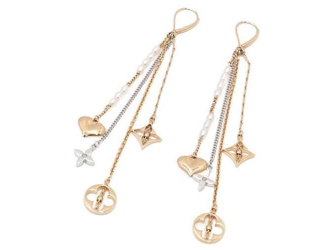 Louis Vuitton Orecchini pendenti con perla monogramma oro D'oro