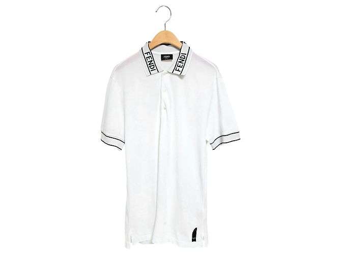 Fendi Kurzärmeliges Poloshirt mit Logo Weiß