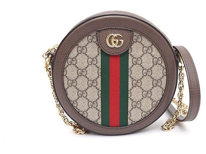 Gucci Mini bolsa de ombro GG Round com corrente e bolsa transversal Marrom