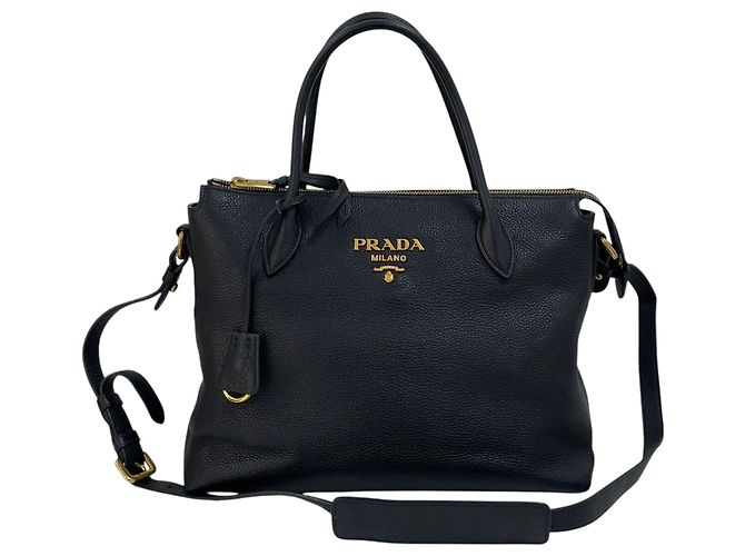 Prada Tote e borsa a tracolla in Vitello Daino Nero