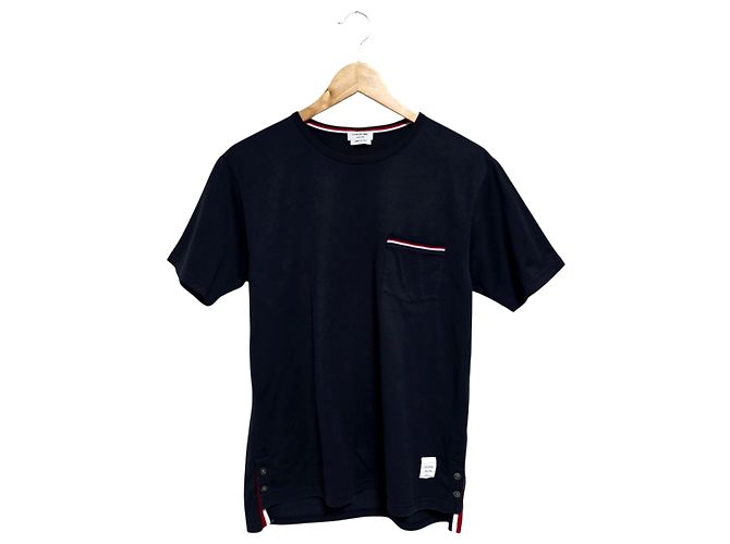 Thom Browne Pocket Striped Short Sleeve T-Shirt Blue