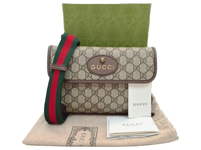 Gucci Vintage Supreme Web Hip Pack Belt Bag Brown