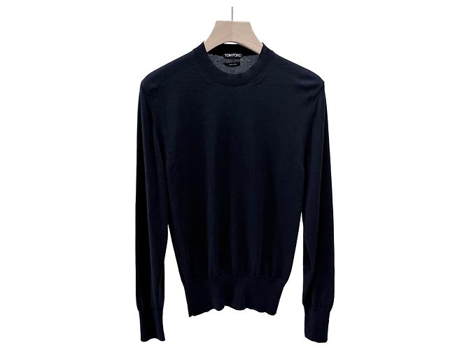 Tom Ford Wollpullover mit Rundhalsausschnitt in Dunkelblau