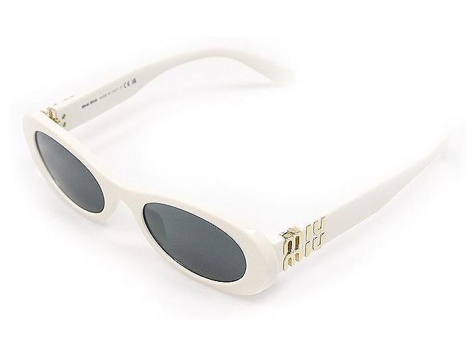 Miu Miu Occhiali da sole ovali da donna Glimpse con logo con scritte bianche Bianco
