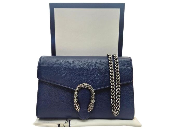 Gucci Mini bolsa Dionysus de couro com corrente, tiracolo e transversal Azul