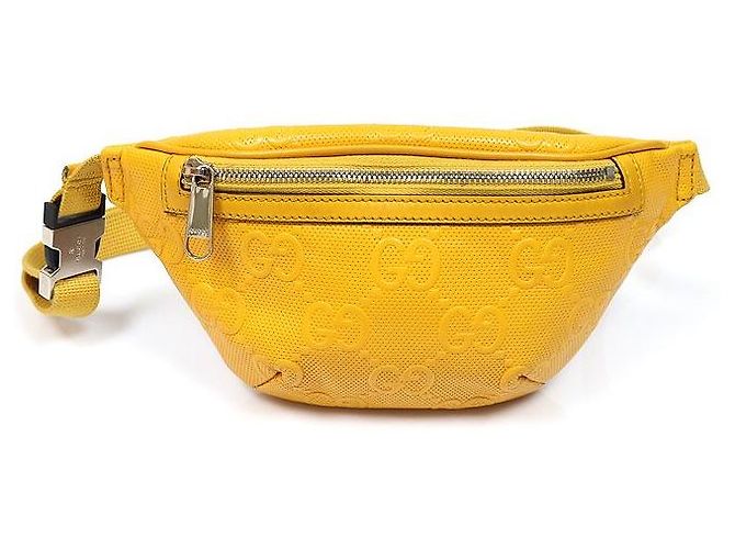 Gucci Yellow GG Embossed Leather Belt Bag