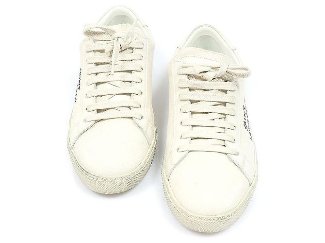 Saint Laurent Baskets basses classiques en coton blanc crème